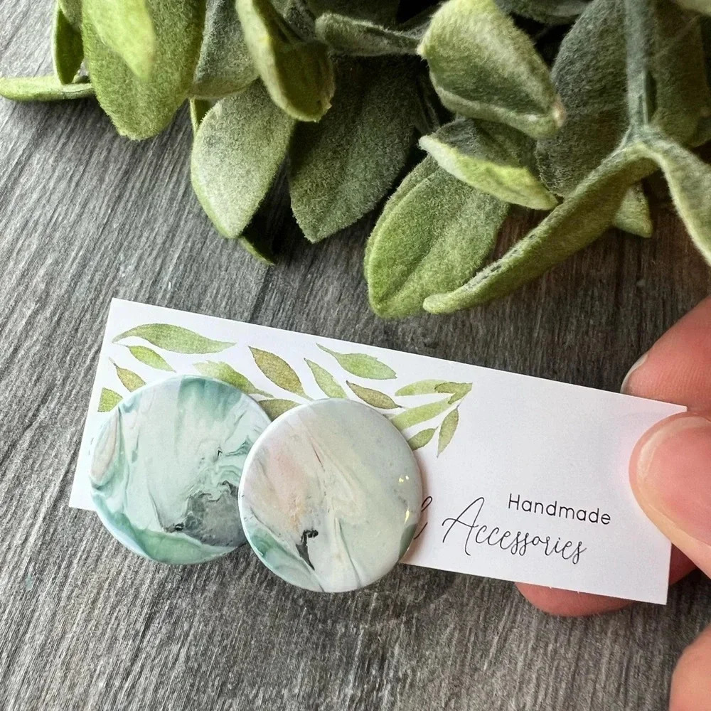 2/$10 Handmade- Swirl Large Studs